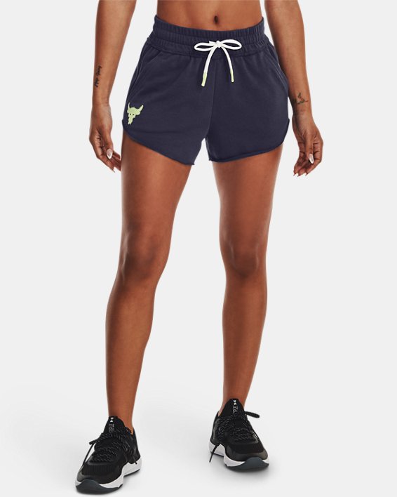 Women's Project Rock Rival Terry Disrupt Shorts in Gray image number 0